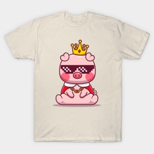 Cute King Pig Wearing Glasses T-Shirt